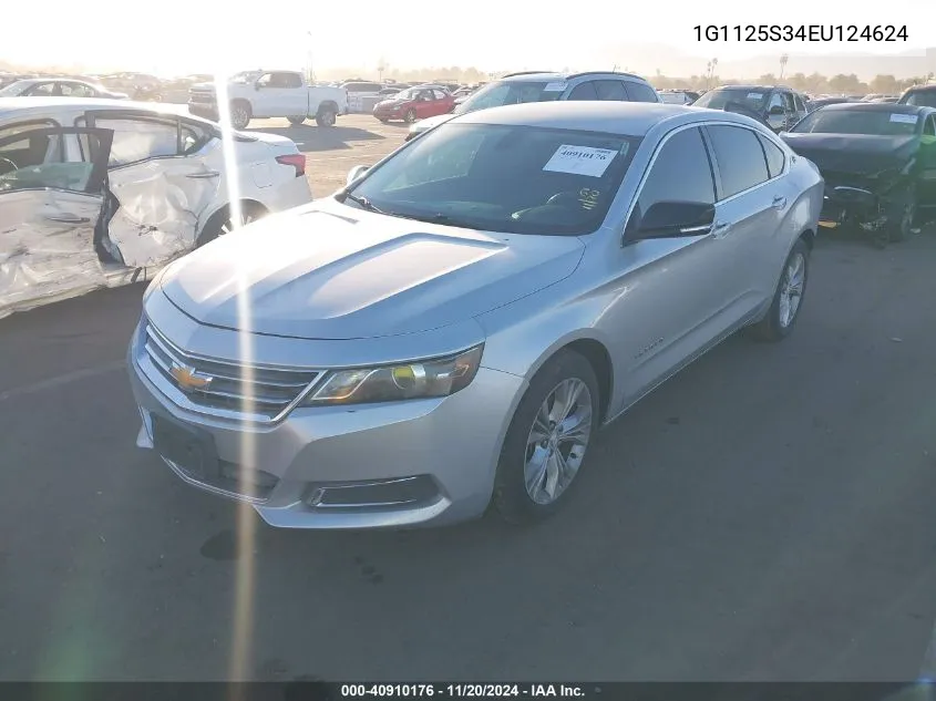 2014 Chevrolet Impala 2Lt VIN: 1G1125S34EU124624 Lot: 40910176