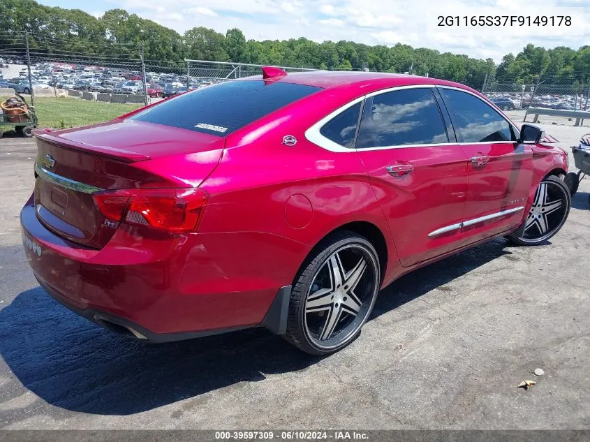 2015 Chevrolet Impala 2Lz VIN: 2G1165S37F9149178 Lot: 39597309