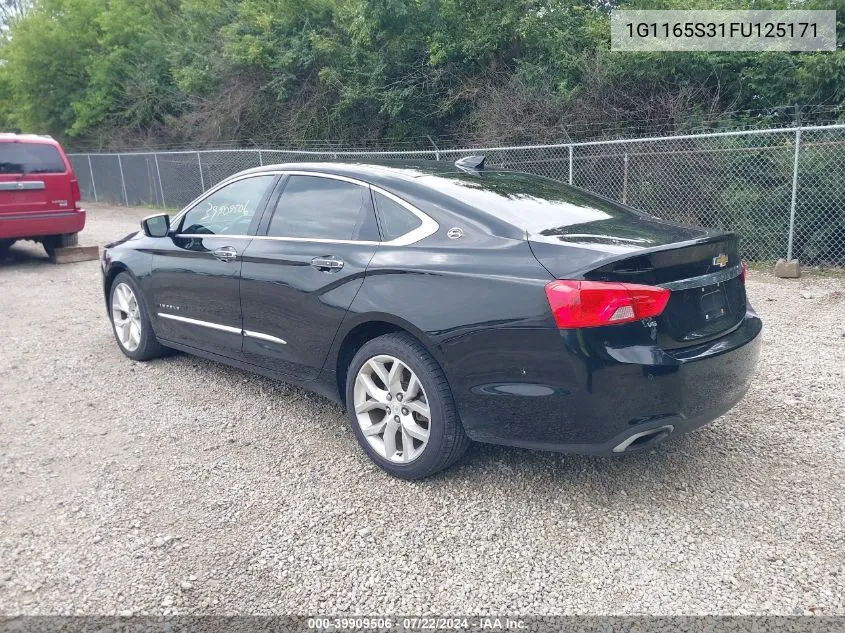 2015 Chevrolet Impala 2Lz VIN: 1G1165S31FU125171 Lot: 39909506