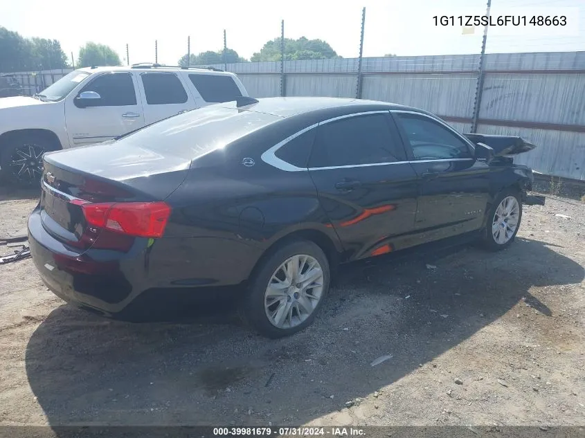 1G11Z5SL6FU148663 2015 Chevrolet Impala Ls