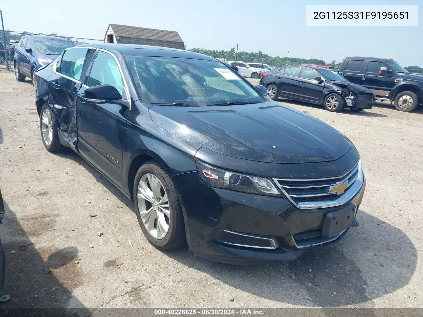 2015 Chevrolet Impala 2Lt VIN: 2G1125S31F9195651 Lot: 40226625