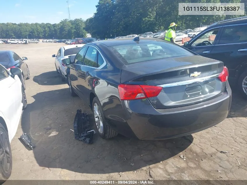 2015 Chevrolet Impala Lt VIN: 1G1115SL3FU138387 Lot: 40249411