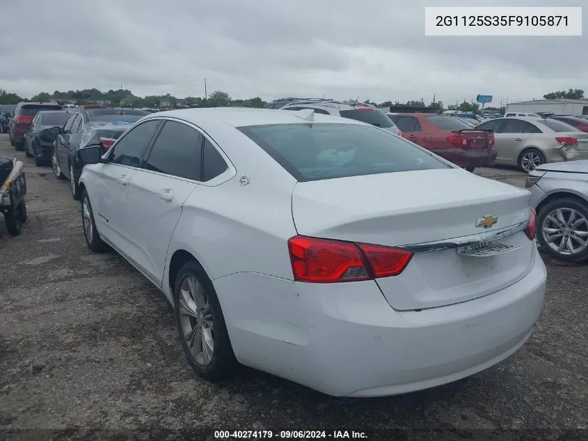 2015 Chevrolet Impala 2Lt VIN: 2G1125S35F9105871 Lot: 40274179