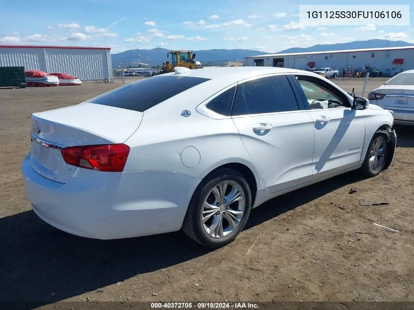 2015 Chevrolet Impala 2Lt VIN: 1G1125S30FU106106 Lot: 40372705