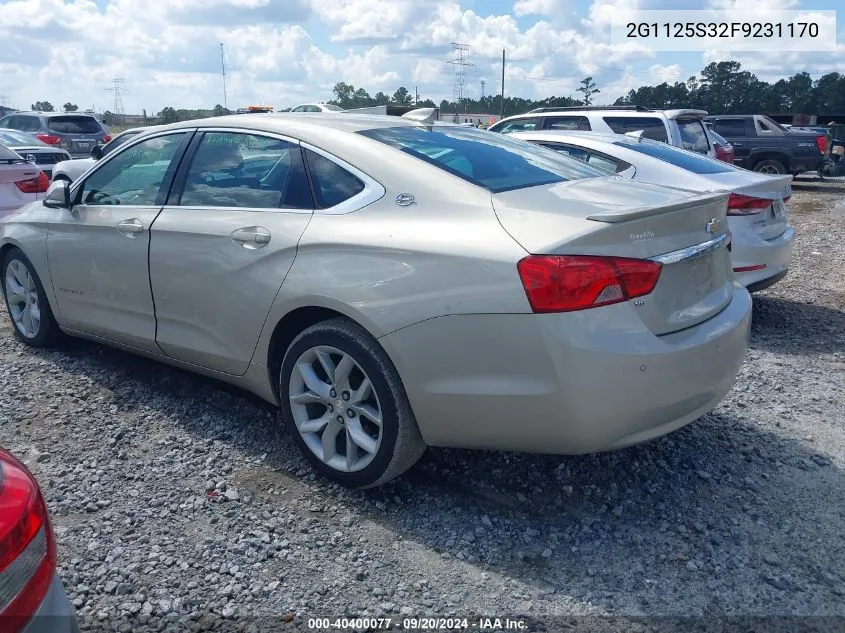 2015 Chevrolet Impala 2Lt VIN: 2G1125S32F9231170 Lot: 40400077