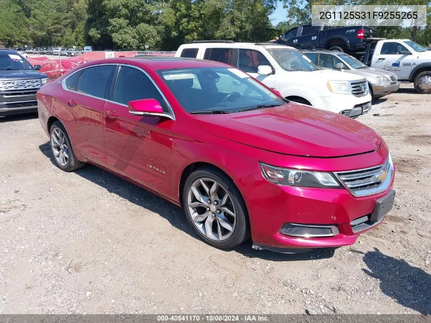 2015 Chevrolet Impala 2Lt VIN: 2G1125S31F9255265 Lot: 40541170