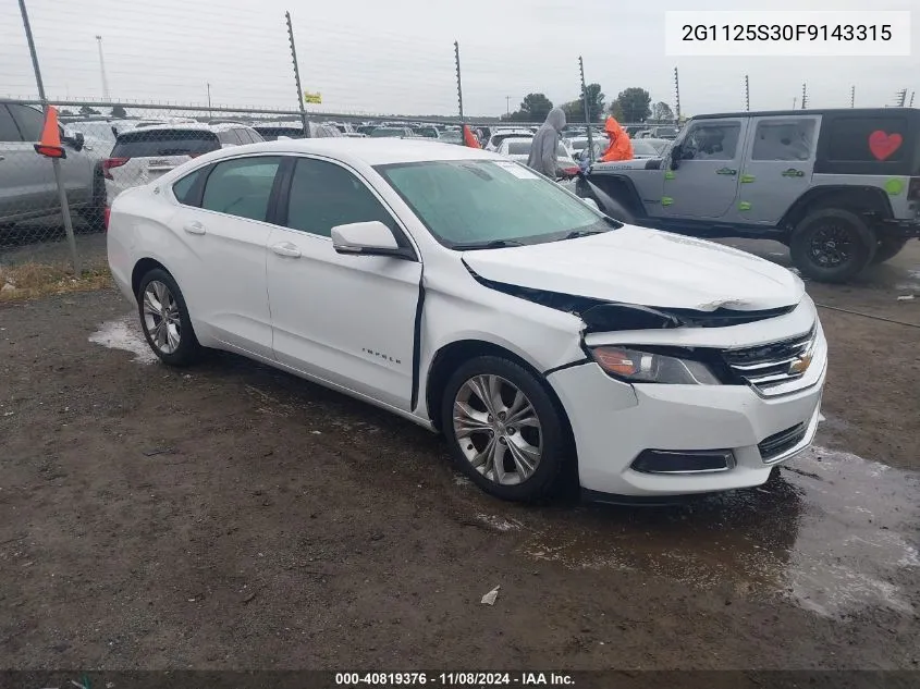 2015 Chevrolet Impala 2Lt VIN: 2G1125S30F9143315 Lot: 40819376