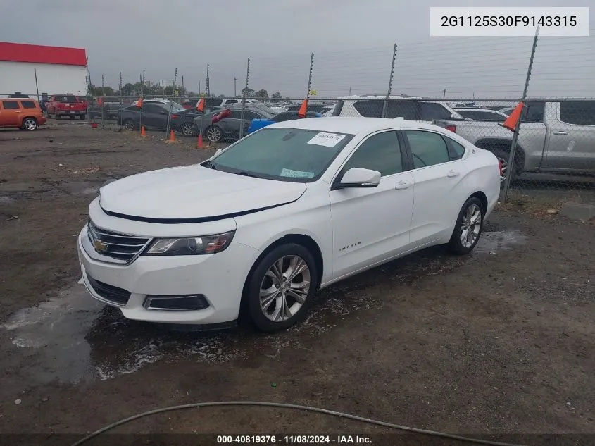 2015 Chevrolet Impala 2Lt VIN: 2G1125S30F9143315 Lot: 40819376