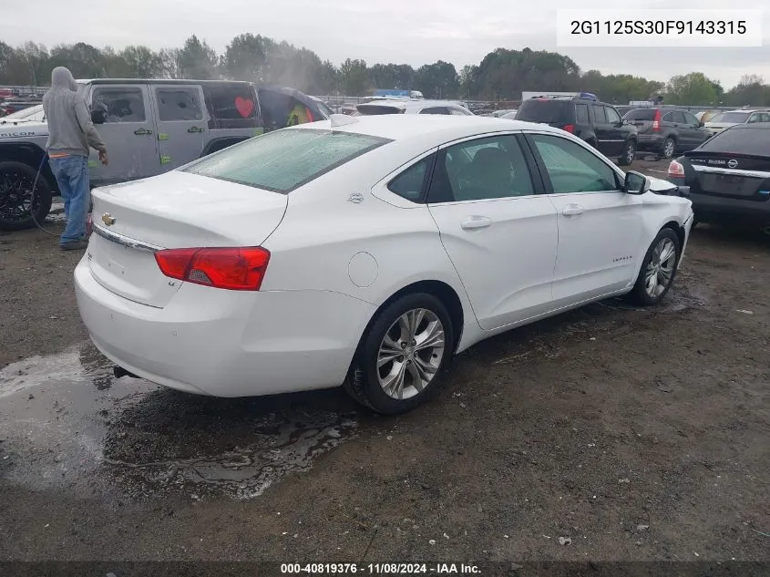 2015 Chevrolet Impala 2Lt VIN: 2G1125S30F9143315 Lot: 40819376