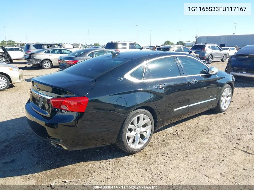 2015 Chevrolet Impala 2Lz VIN: 1G1165S33FU117167 Lot: 40838414