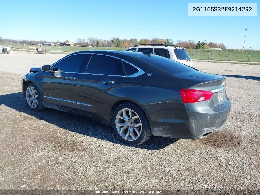 2015 Chevrolet Impala 2Lz VIN: 2G1165S32F9214292 Lot: 40906898