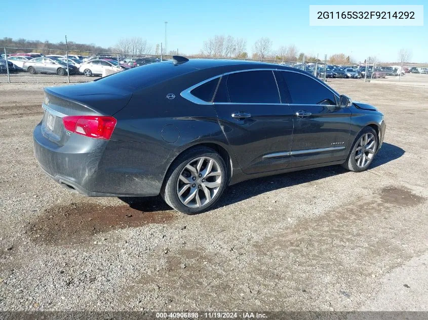 2015 Chevrolet Impala 2Lz VIN: 2G1165S32F9214292 Lot: 40906898