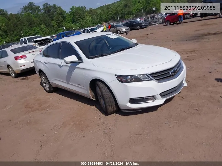 2016 Chevrolet Impala 2Lt VIN: 2G1115S30G9203985 Lot: 39294493