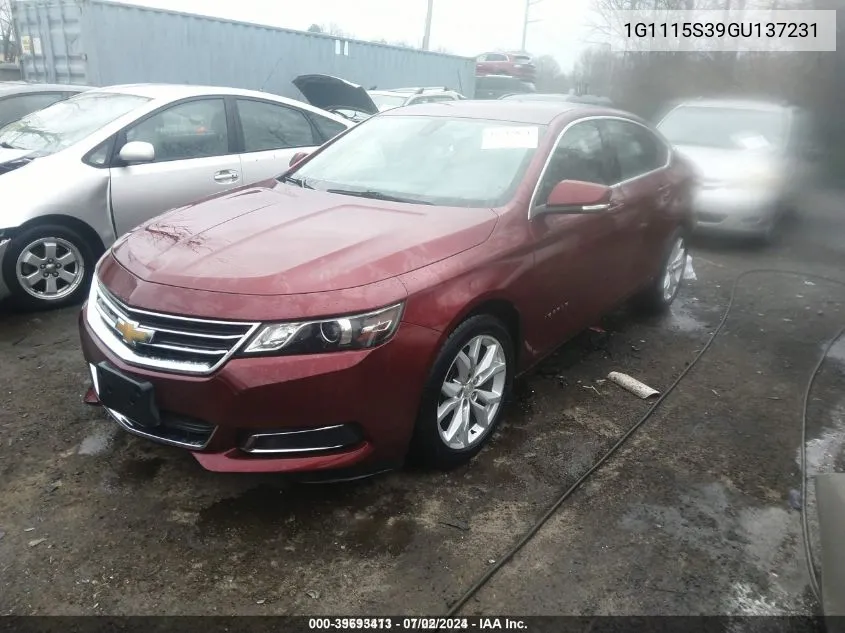 2016 Chevrolet Impala 2Lt VIN: 1G1115S39GU137231 Lot: 39693413