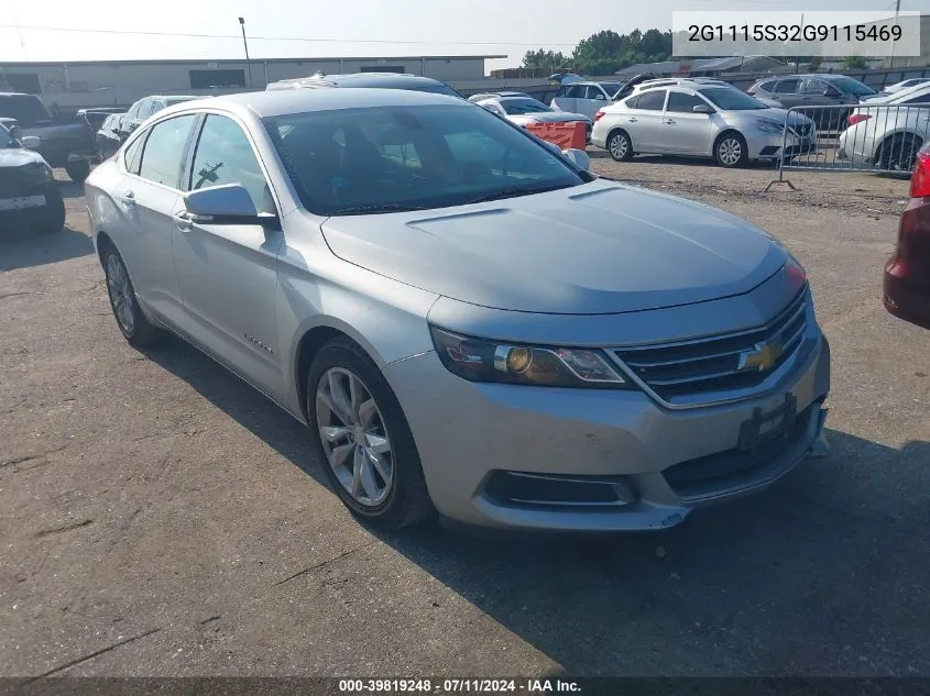 2016 Chevrolet Impala 2Lt VIN: 2G1115S32G9115469 Lot: 39819248