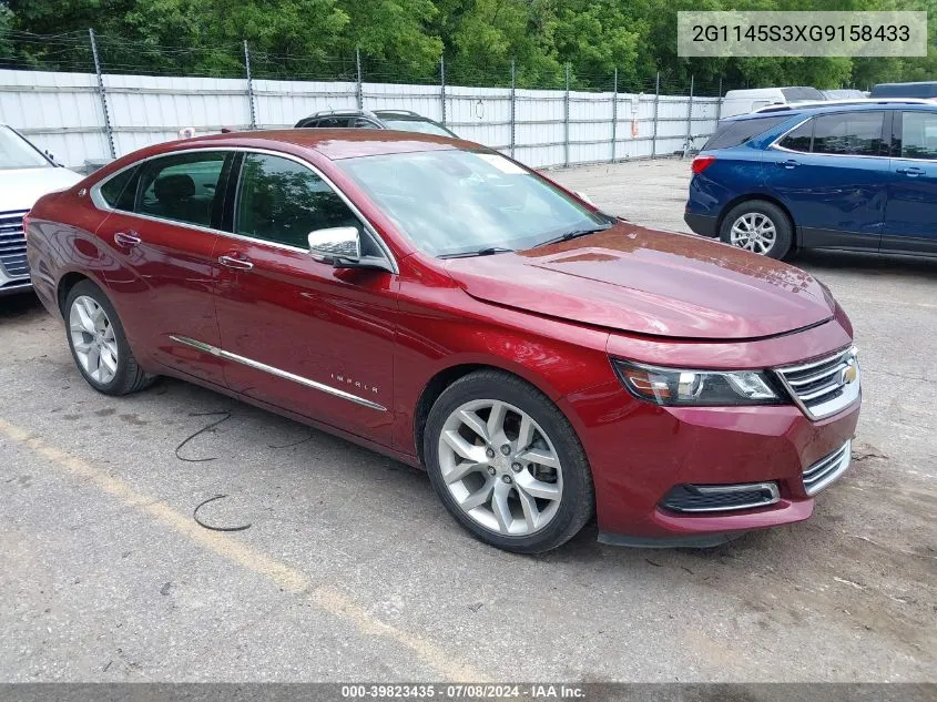 2016 Chevrolet Impala 2Lz VIN: 2G1145S3XG9158433 Lot: 39823435