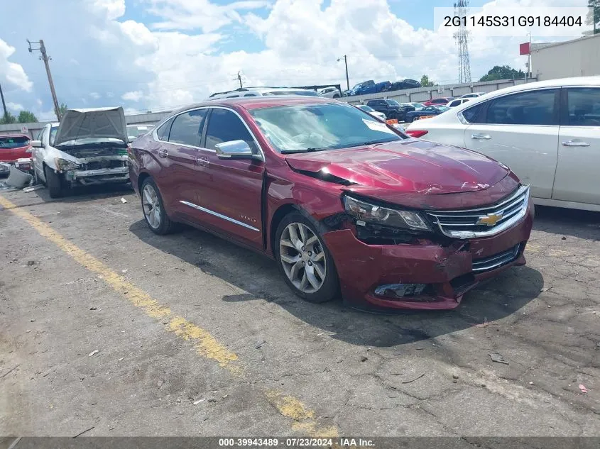 2016 Chevrolet Impala 2Lz VIN: 2G1145S31G9184404 Lot: 39943489