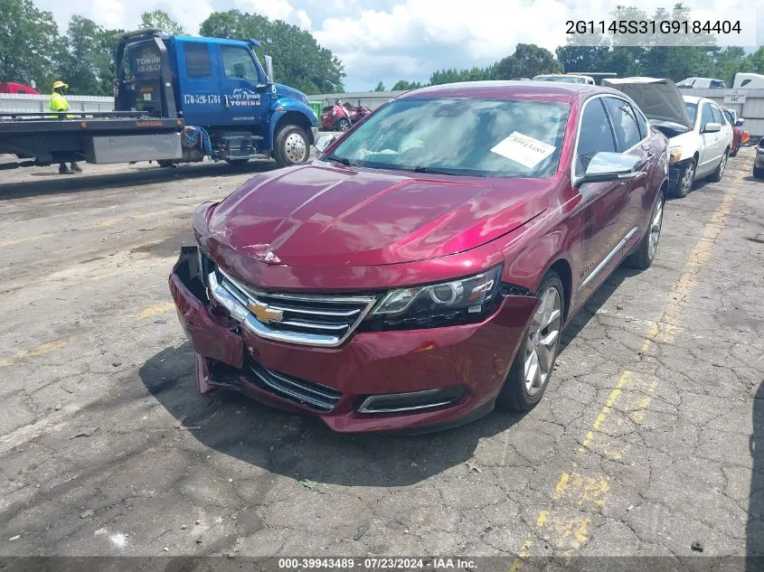 2016 Chevrolet Impala 2Lz VIN: 2G1145S31G9184404 Lot: 39943489