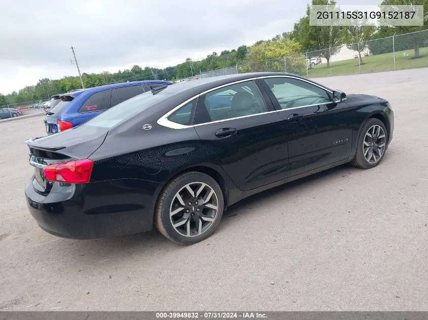 2016 Chevrolet Impala 2Lt VIN: 2G1115S31G9152187 Lot: 39949832