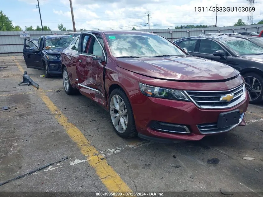 2016 Chevrolet Impala 2Lz VIN: 1G1145S33GU163069 Lot: 39958299