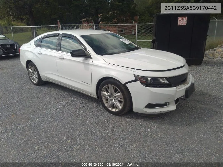 2016 Chevrolet Impala Ls VIN: 2G11Z5SA5G9170442 Lot: 40124320