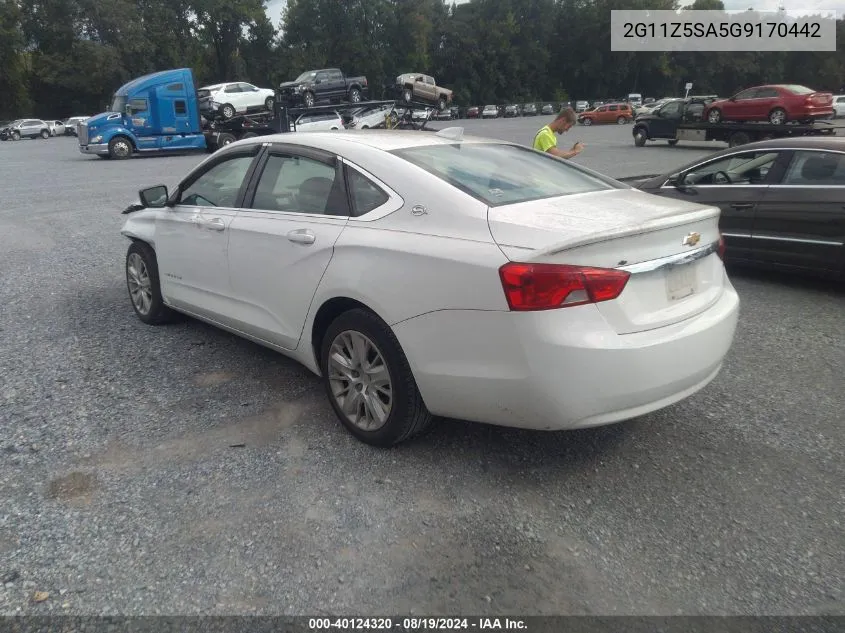 2G11Z5SA5G9170442 2016 Chevrolet Impala Ls