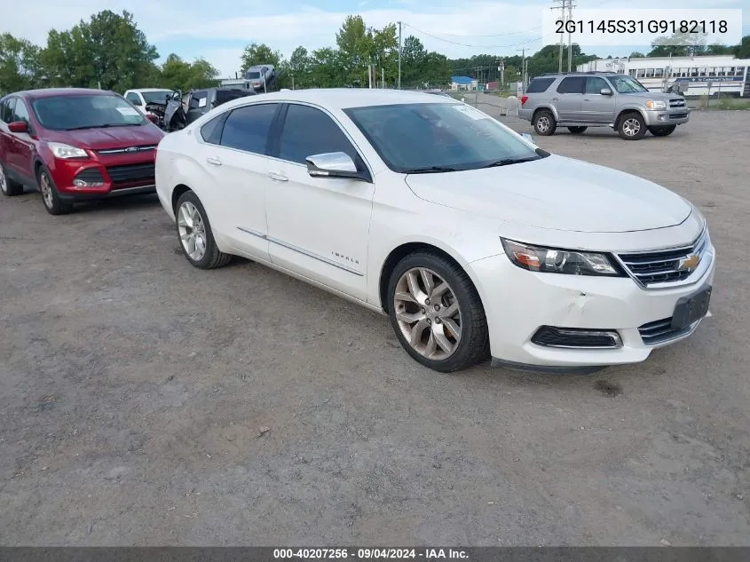 2016 Chevrolet Impala 2Lz VIN: 2G1145S31G9182118 Lot: 40207256