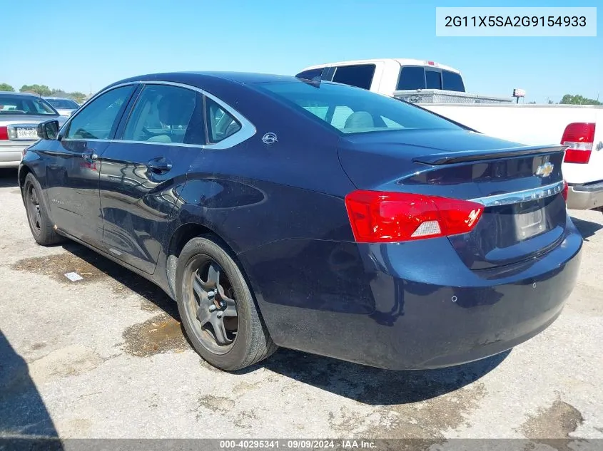 2016 Chevrolet Impala 1Fl VIN: 2G11X5SA2G9154933 Lot: 40295341