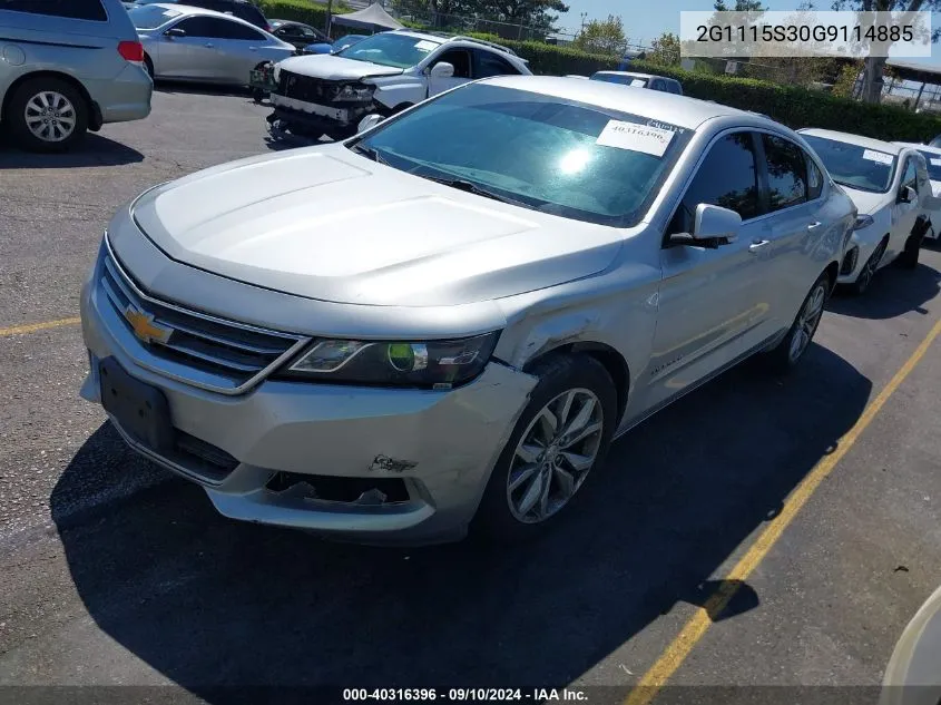 2016 Chevrolet Impala 2Lt VIN: 2G1115S30G9114885 Lot: 40316396