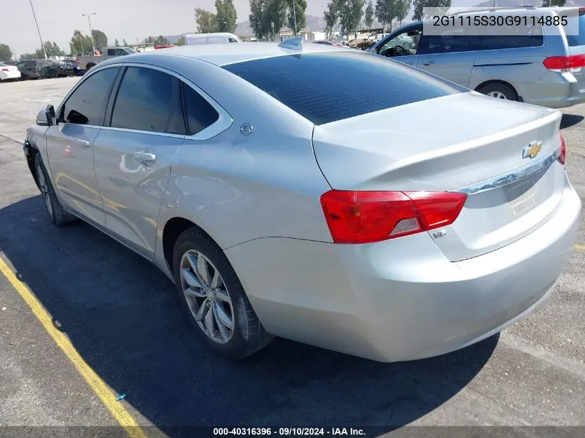 2016 Chevrolet Impala 2Lt VIN: 2G1115S30G9114885 Lot: 40316396