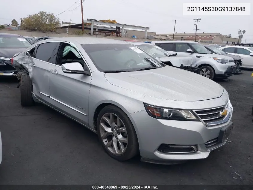 2016 Chevrolet Impala 2Lz VIN: 2G1145S30G9137848 Lot: 40348969