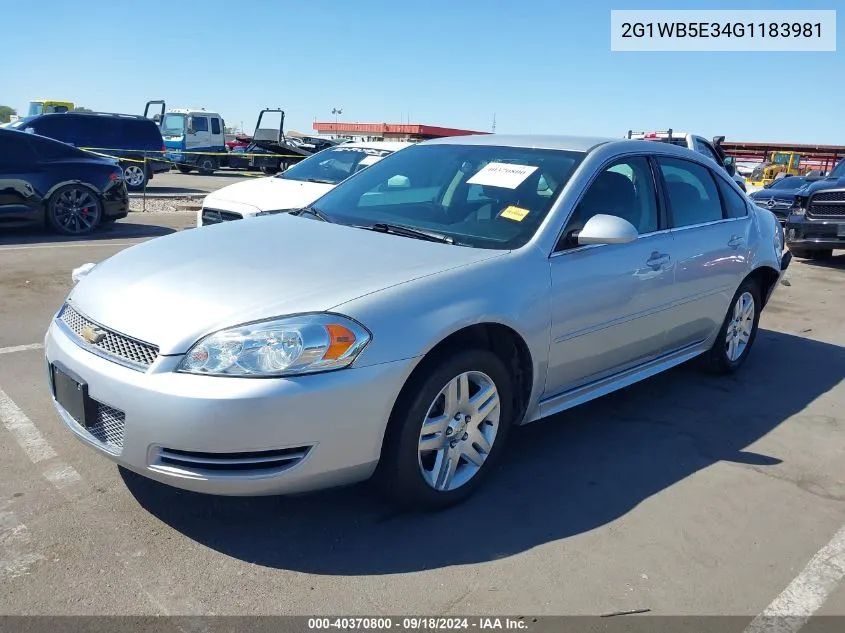 2G1WB5E34G1183981 2016 Chevrolet Impala Limited Lt