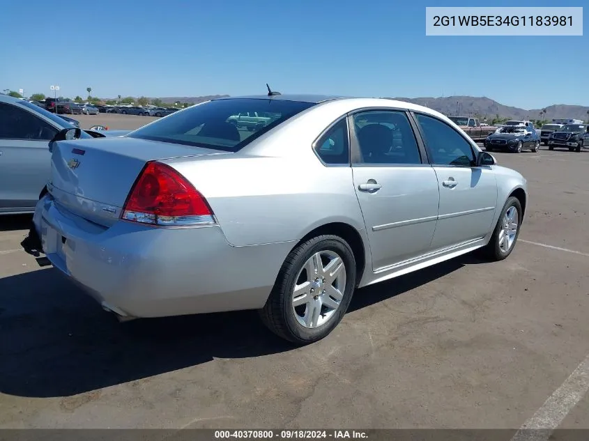 2G1WB5E34G1183981 2016 Chevrolet Impala Limited Lt