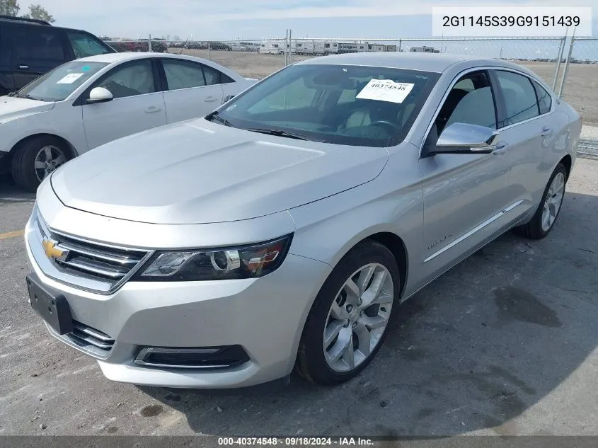 2016 Chevrolet Impala Ltz VIN: 2G1145S39G9151439 Lot: 40374548