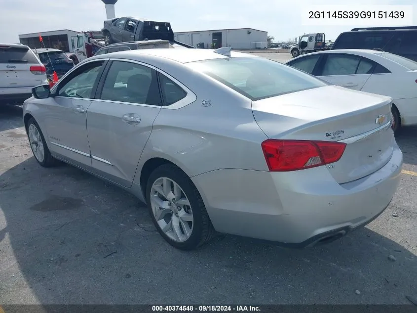 2016 Chevrolet Impala Ltz VIN: 2G1145S39G9151439 Lot: 40374548