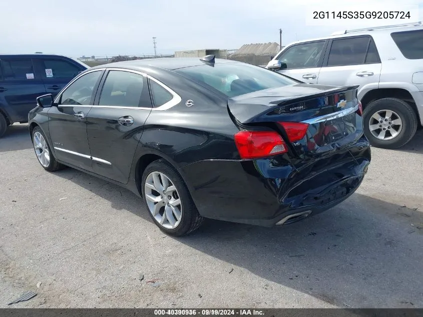 2016 Chevrolet Impala 2Lz VIN: 2G1145S35G9205724 Lot: 40390936