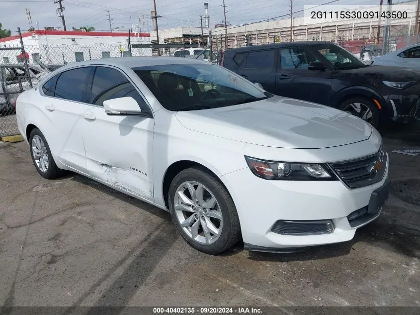 2016 Chevrolet Impala 2Lt VIN: 2G1115S30G9143500 Lot: 40402135