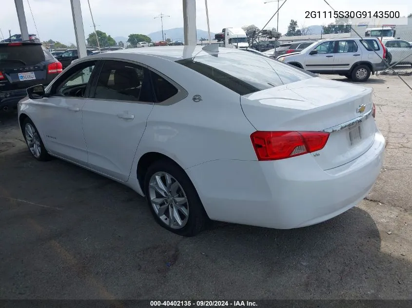 2G1115S30G9143500 2016 Chevrolet Impala 2Lt