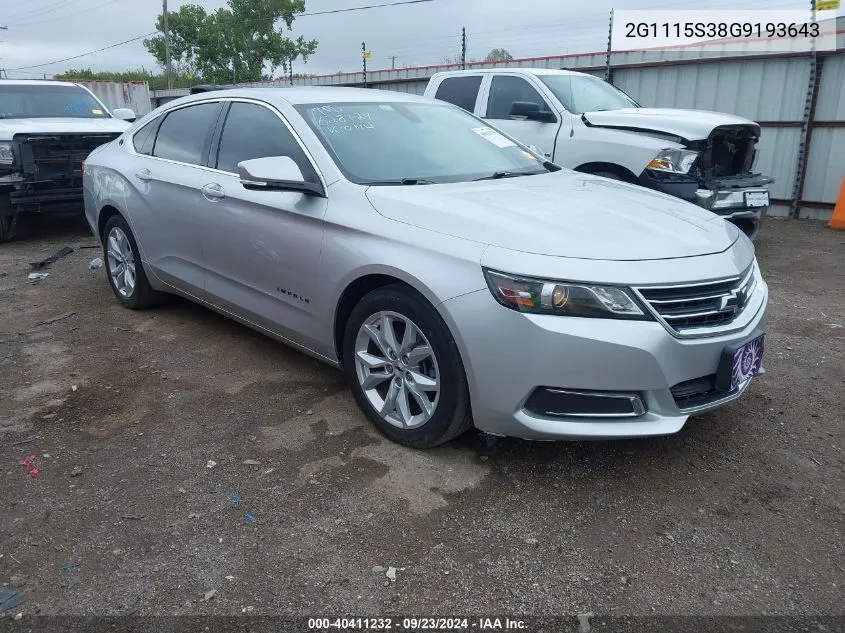 2016 Chevrolet Impala Lt VIN: 2G1115S38G9193643 Lot: 40411232