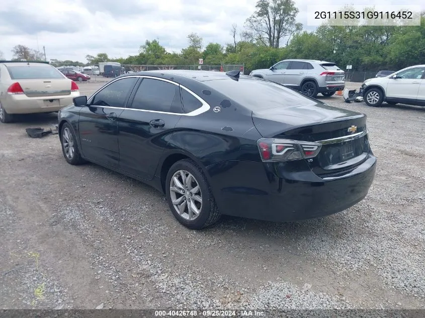 2G1115S31G9116452 2016 Chevrolet Impala 2Lt