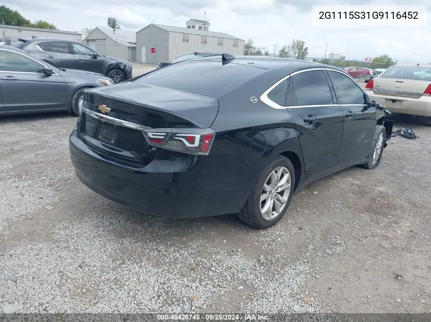 2016 Chevrolet Impala 2Lt VIN: 2G1115S31G9116452 Lot: 40426748