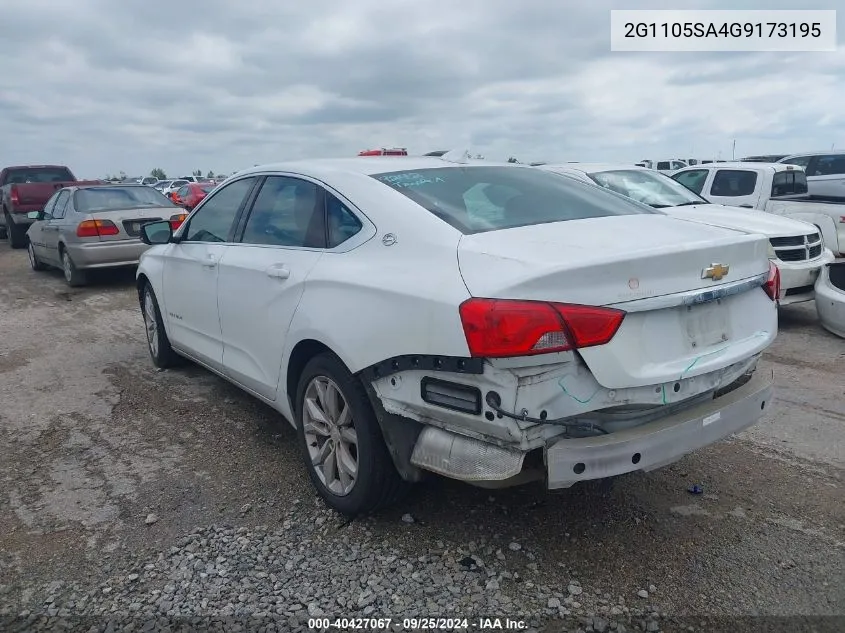 2016 Chevrolet Impala 1Lt VIN: 2G1105SA4G9173195 Lot: 40427067