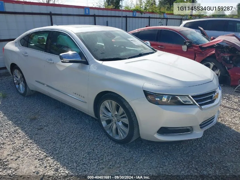 2016 Chevrolet Impala 2Lz VIN: 1G1145S34GU159287 Lot: 40451681