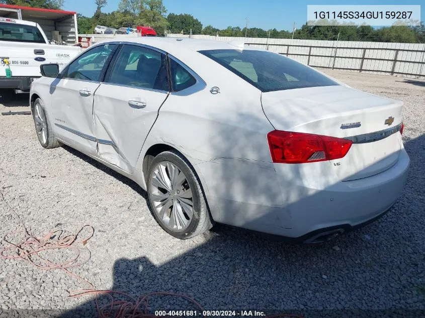 2016 Chevrolet Impala 2Lz VIN: 1G1145S34GU159287 Lot: 40451681