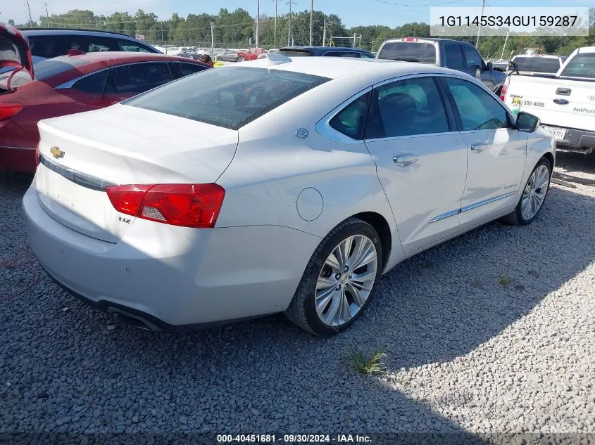 2016 Chevrolet Impala 2Lz VIN: 1G1145S34GU159287 Lot: 40451681