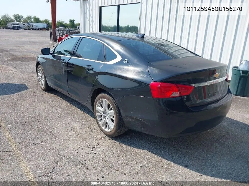 2016 Chevrolet Impala Ls VIN: 1G11Z5SA5GU156270 Lot: 40482573