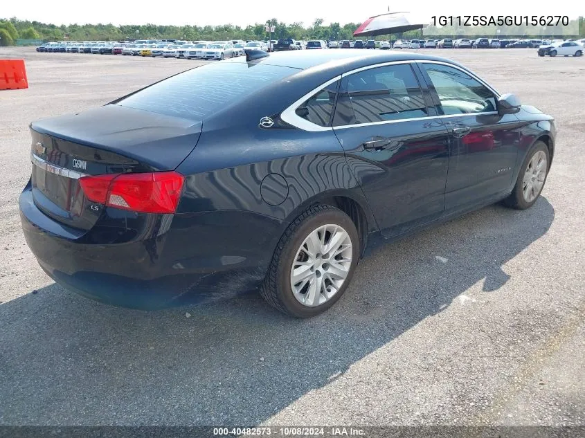 2016 Chevrolet Impala Ls VIN: 1G11Z5SA5GU156270 Lot: 40482573