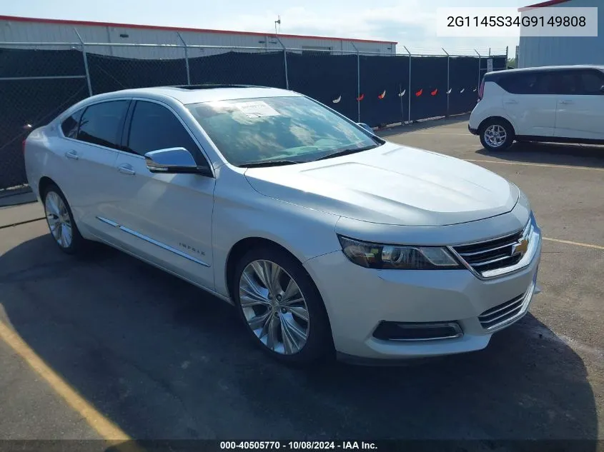 2016 Chevrolet Impala 2Lz VIN: 2G1145S34G9149808 Lot: 40505770