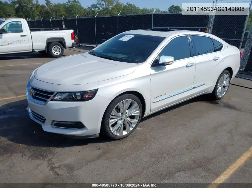 2016 Chevrolet Impala 2Lz VIN: 2G1145S34G9149808 Lot: 40505770