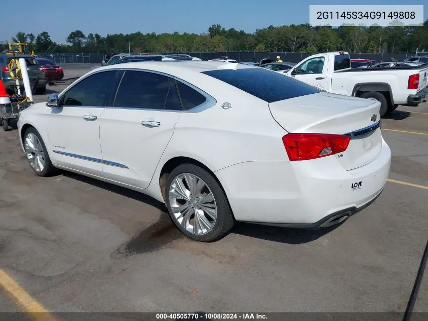 2016 Chevrolet Impala 2Lz VIN: 2G1145S34G9149808 Lot: 40505770